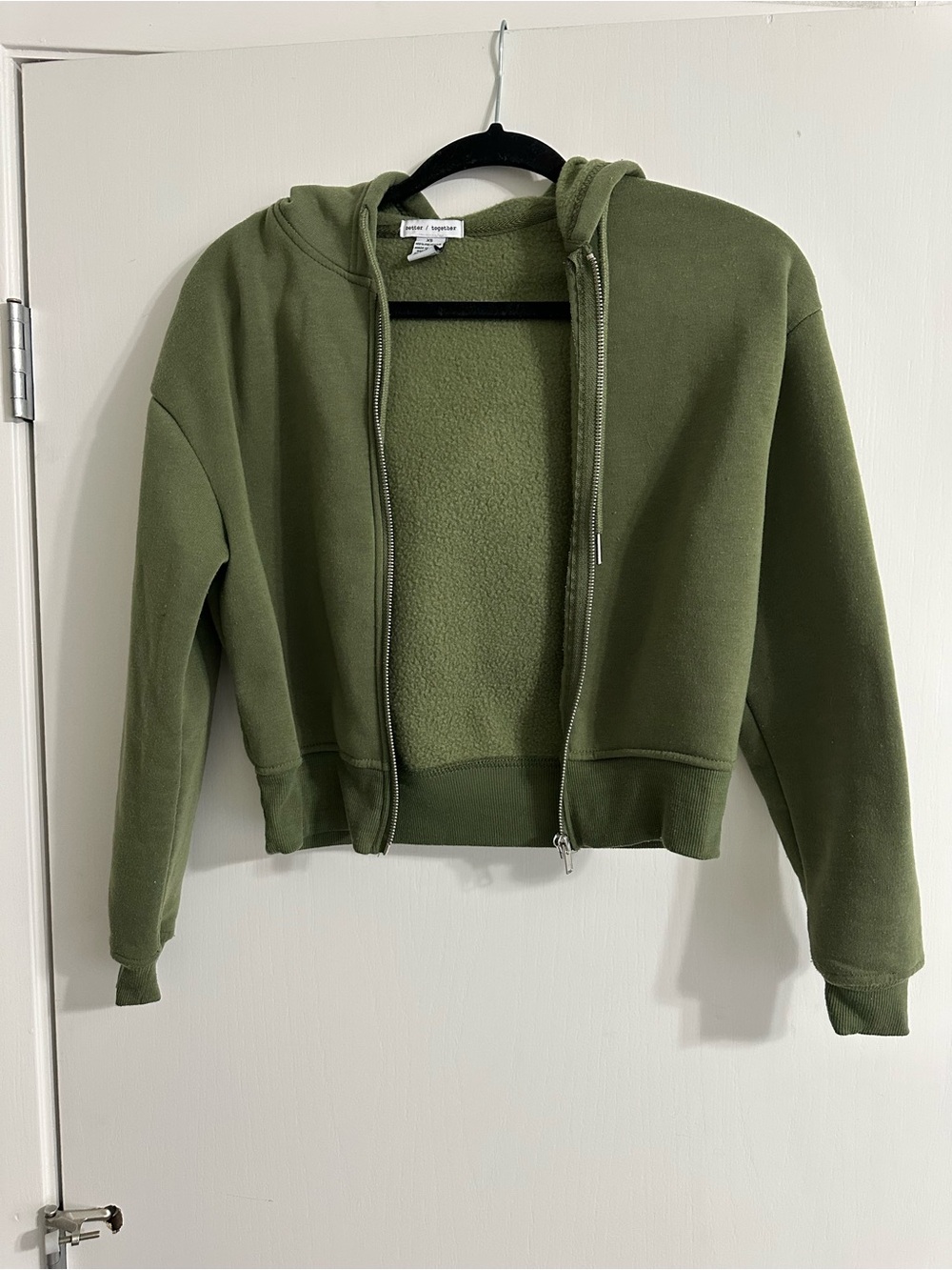 Olive Green Full-Zip Hooded Sweatshirt - Unknown Brand